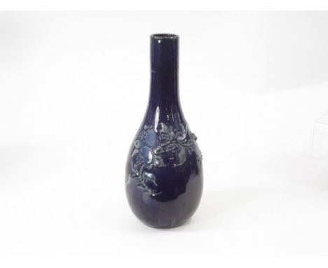 ELTON WARE. An Elton Ware, Sunflower Pottery bottle vase decorated with fruit. Signed. Height 19cm.