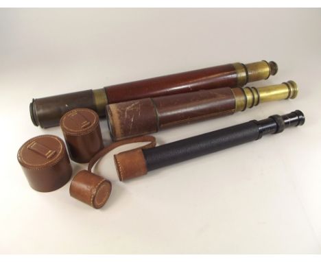 TELESCOPES.A 19th century Day or Night, single draw telescope by Harris & Son, London, a Broadhurst Clarkson & Co. Ltd., five