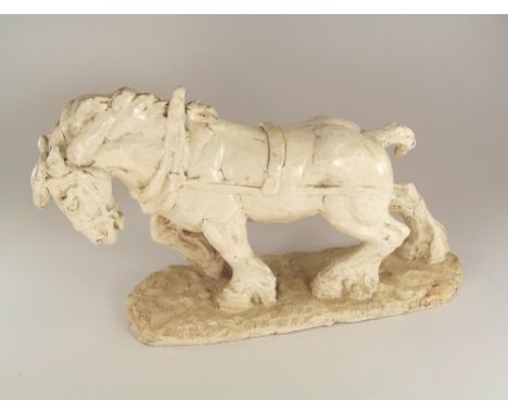 HORSE SCULPTURE. A ceramic model of a shire horse by Edna Rose (1901-1985). Signed. Length 37cm. Height 21cm.