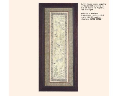 SILK PANEL. A Chinese embroidered silk panel. 51 x 29cm.
