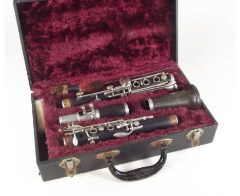 B-FLAT CLARINET. A Besson Embassy B-flat clarinet , with fitted case. Serial No.169831. Length 66cm.