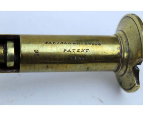 Bartram &amp; Harwood a 16 bore brass cartridge reloading tool for breech loading and pin fire cartridges.  Stamped Patent 31