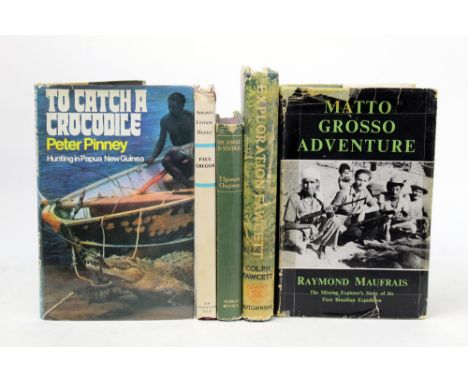 Five books "Hunting &amp; Exploring" to include "To Catch A Crocodile" by Peter Pinney (Hunting in Papua New Guinea and "Matt