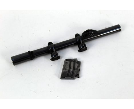 A BSA Sportsman 5 cal 22 LR magazine, together with a vintage Ruediger (West Germany) telescopic sight, with mounts.