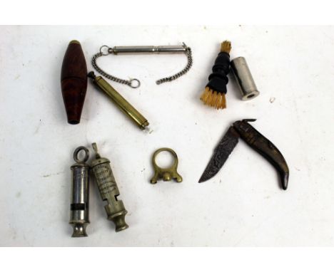 A Lancashire Constabulary whistle by William Dowler &amp; Sons Ltd Graham Street Works Birmingham, together with a Metropolit