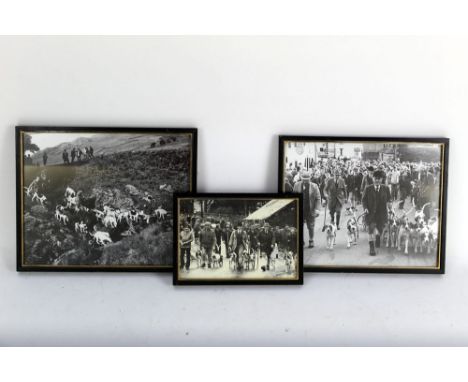 Three vintage photographs depicting The Blencathra Foxhounds, to include Johnnie Richardson, Barry Todhunter etc.  Largest 19