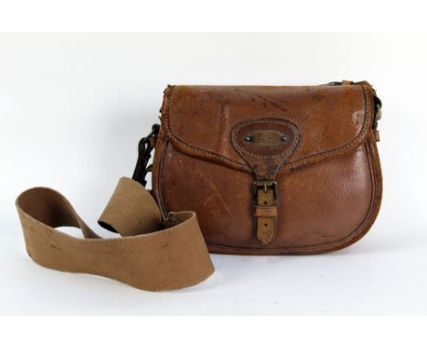 Payne Galwey, a vintage cartridge bag, marked to the rear English Make Payne Galwey 75 Warranted Pigskin, with initialled pla