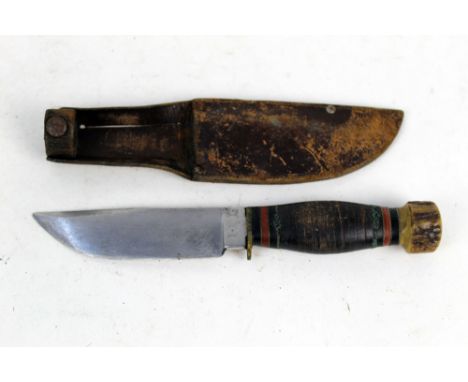 A George Wostenholm & Son Sheffield England IXL fixed blade knife, having a 4" blade.   THIS BLADED PRODUCT IS NOT FOR SALE T