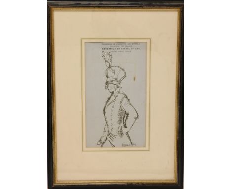 Sir William Orpen, RA, RWS, RHA (1878 - 1931)"The Roscommon Fusilier," pen and ink sketch (possibly preparatory) depicting a 