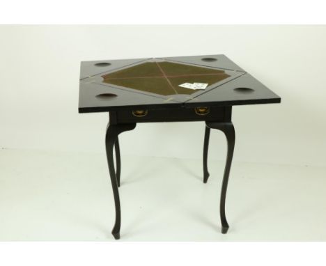 An early 20th Centre walnut Envelope Card Table, with frieze drawer on cabriole legs. (1) 