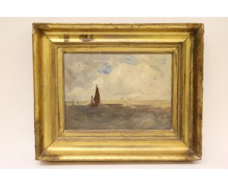 Nathaniel Hone, RHA (1831 - 1917)"Sailing Boat on choppy Dublin Bay," O.O.B., approx. 18cms x 25cms (7" x 10") inscribed on r