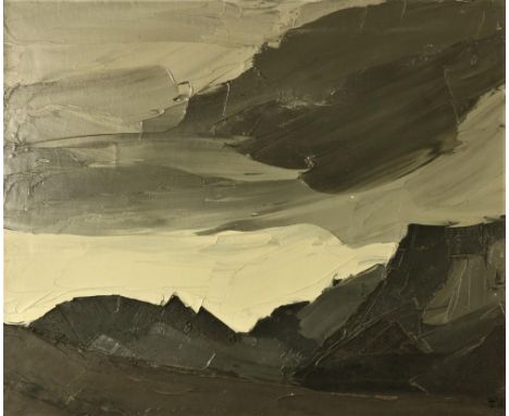 Kyffin Williams, (1918 - 2006)"Caernarfon Bay?" O.O.B., 50cms x 61cms (19 3/4" x 24") with Manuscript Letter from Artist on r