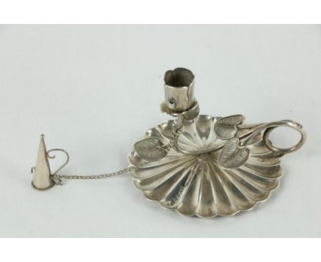 A small Victorian Lilly&nbsp;form Chamber Candlestick with snuffer, Birmingham 1866, by Yapp &amp; Woodward, 71 grams. (1) 
