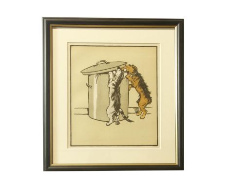 After Cecil Aldin&nbsp;"Best Friends," a Dog and a Cat at Play, an attractive set of 4 coloured Prints, c. 1920, each approx.