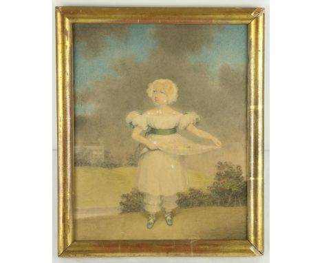 Adam Buck (1759 - 1833)&nbsp;Watercolour: Miniature Portrait of a Young Girl "Charlotte Emma Coue Jones," 9 3/4" x 8" (25cms 
