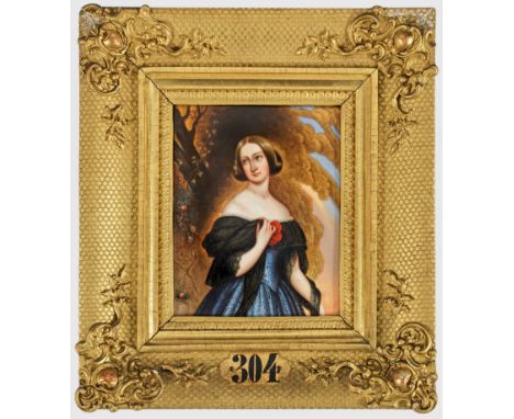 Porzellangemälde "Porträt von Alexandrine Herzogin von  Sachsen-Coburg und Gotha (1820 - 1904)" nach Franz Xaver Winterhalter