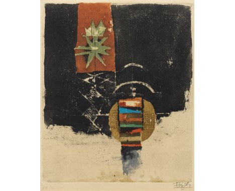 Johnny Friedlaender (1912 Pless/Oberschlesien - 1992 Paris)Abstrakte KompositionFarbradierung/Velin. Sign. u. nummeriert XX/C
