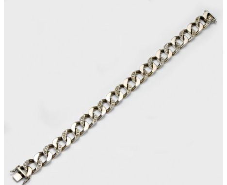 Klassisches Panzerglieder-Armband mit Brillanten Weißgold, gest. 750. Schauseitig besetzt mit 8/8 Diamanten von zus. ca. 1,20