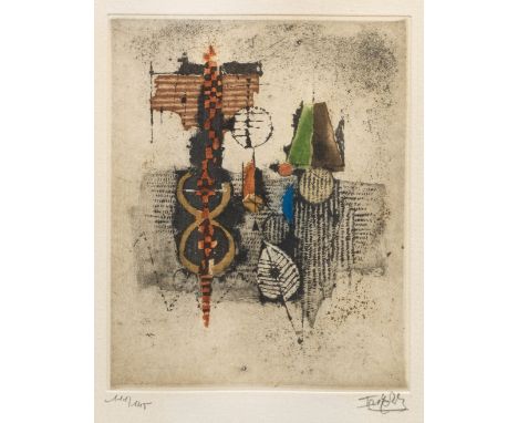Johnny Friedlaender (1912 Pless/Oberschlesien - 1992 Paris)Abstrakte KompositionFarbradierung/Velin. Sign. u. nummeriert 11/1