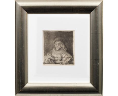 Rembrandt Harmenszoon van Rijn (1606 Leiden - 1669 Amsterdam)"Der Kartenspieler". OriginaltitelRadierung/Bütten, kaschiert au