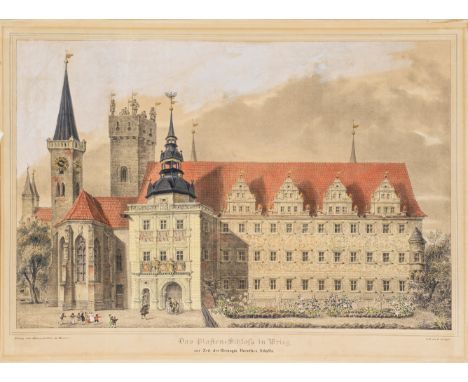 "Das Piasten-Schloß in Brieg zur Zeit der Herzogin Dorothea Sibylla". OriginaltitelKolorierte Lithographie/Papier. Lithograph