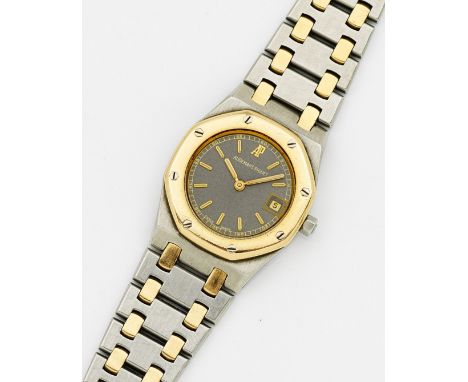 Damenarmbanduhr von Audemars Piguet-"Royal Oak" Stahl und 18 ct. Gelbgold. Oktogonales Uhrengehäuse, Zifferblatt mit goldenen