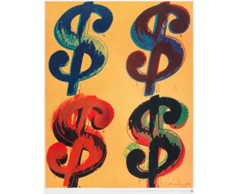 Andy Warhol (1928 Pittsburgh - 1987 New York) nachDollar-Zeichen "$ (4)". OriginaltitelFarboffset/Papier, 2000. Nach der glei