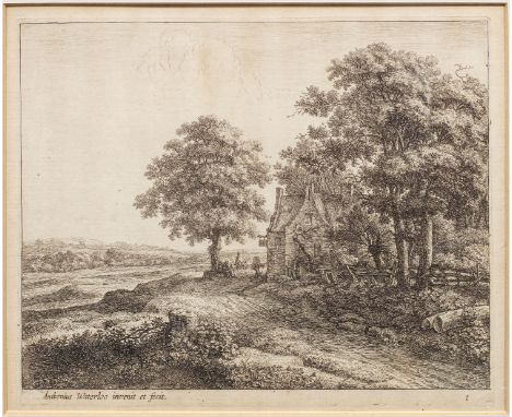Anthonie Waterloo (1609 Lille oder Utrecht - 1690 Utrecht)"Eine große Linde vor einer Herberge". OriginaltitelRadierung/Papie