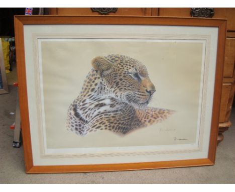 Kim Brooks (20th Century British).
Study of a leopard, limited edition print 97/300, signed and sated 1975.
73 x 52cm. 