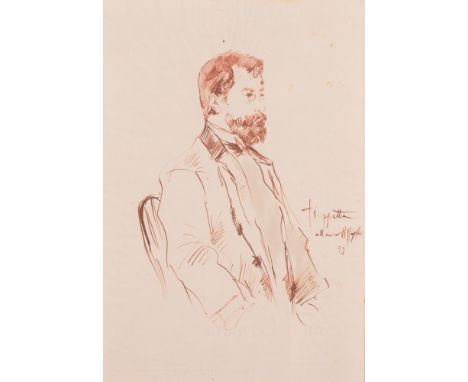1892 Pietro Scoppetta (Amalfi, 1863 - Napoli, 1920) Ritratto di Raffaello Pagliaccetti 1892china su carta  cm 31x21; con corn