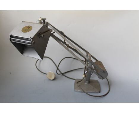 A VINTAGE GREY PAINTED 'HORSTMAN PLUSLITE' COUNTER BALANCE ANGLE POISE LAMP, along with one other lamp (2) Buyers - for shipp