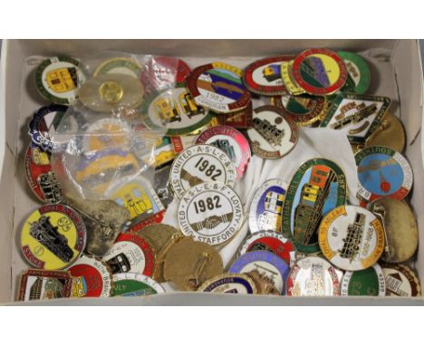 A COLLECTION OF RAILWAY INTEREST ENAMEL BADGES, mostly of 'ASLEF' types, to include examples from Wolverhampton, Tunbridge, B