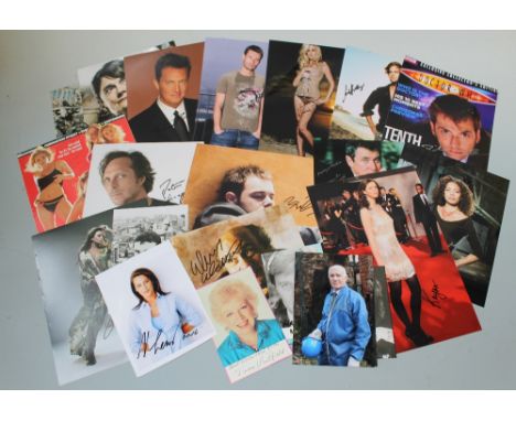 A COLLECTION OF TELEVISION AND THEATRE STAR AUTOGRAPHS, to include Steve Coogan, Russell Brand, David Tennant, Calendar Girls