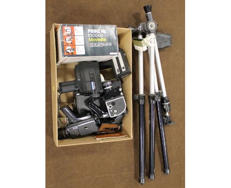 A COLLECTION OF FIVE VINTAGE CINE CAMERAS, to include a 'Prinz TTL 400', 'Cinerex XL 200 Sound' and 'Chinon 872 Autozoom' and