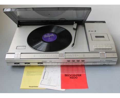 A BANG & OLUFSEN BEOCENTER 4600 MUSIC CENTER, with record deck, cassette recorder and three band tuner, complete with manuals