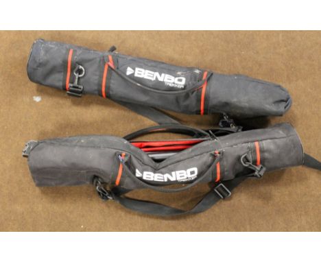 TWO 'BENBO, TREKKER' CAMERA TRIPODS, in black soft cover carry cases Buyers - for shipping pricing on this lot, visit www.cut