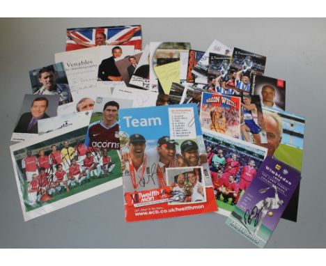 A COLLECTION OF SPORTS STAR AUTOGRAPHS, to include Liverpool, Arsenal, Boris Becker, Kell Brook, Pete Sampras, Andre Agassi, 