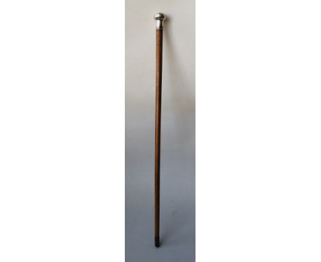 A MILITARY INTEREST SILVER TOPPED WALKING CANE, the finial with embossed and enamel badge for the 'London Electrical Engineer