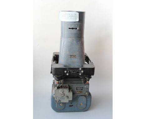 A 'F24' WILLIAMSON HIGH ALTITUDE CAMERA, with black painted camera mounting frame, grey painted body with M.O.D. broad arrow 