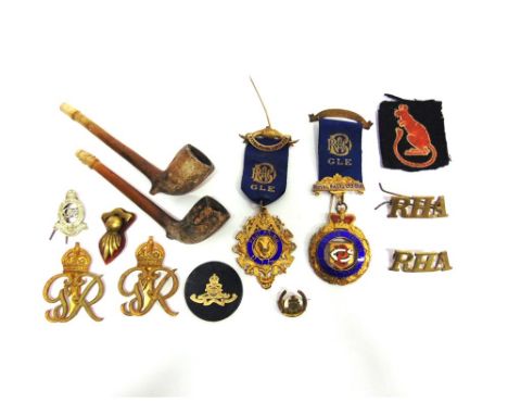 ASSORTED COLLECTABLES  comprising two Royal Antediluvian Order of Buffaloes silver gilt and enamel medals (Royal Naval Lodge 