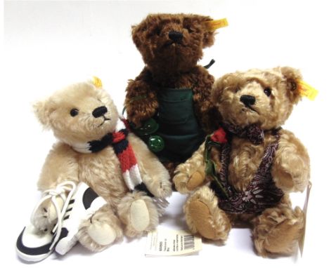 THREE STEIFF COLLECTOR'S TEDDY BEARS  comprising 'Teddybar 23 Boy' (EAN 654565); 'Friday's Bear' (EAN 654633); and 'Saturday'