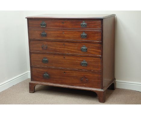 Georgian mahogany secretaire four drawer chest, top drawer with fall front enclosing further drawers and cupboard, raised on 