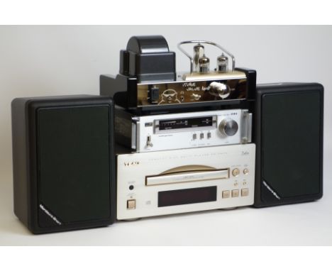 Patman valve amplifier, Teac 7 disc CD player, Aiwa digital FM/AM tuner, Mordaunt short compact monitor loudspeakers   Condit