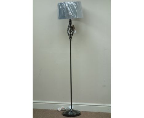 Burnished metal twist standard lamp with shade, H158cm  (This item is PAT tested - 5 day warranty from date of sale)   Condit