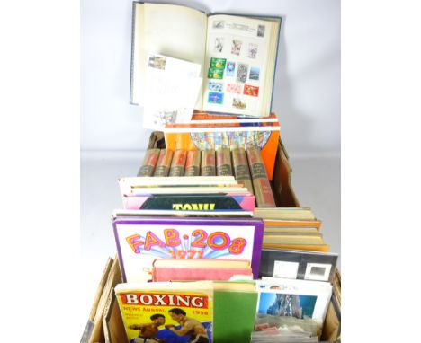 World stamps in one album, first day covers and loose stamps, set of eight Waverley 'The Book of Knowledge', Vintage children