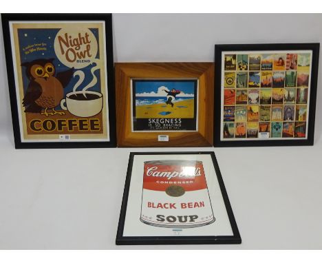Vintage Retro Posters - Night Owl Coffee, Skegness, Campbells Condensed soup etc 42cm x 32cm max (4)   Condition Report   Cli