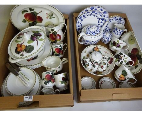 Queens China  Royal Horticultural Society Collection Hookers Fruit tea & dinner ware and Spode Blue Colonel ware in two boxes