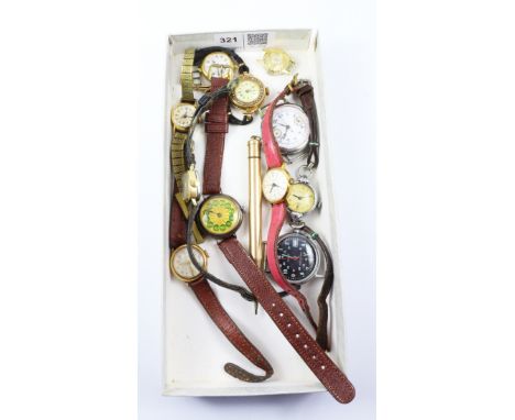 Early 20th century seed pearl set wristwatch, enamel dial, silver and enamel wristwatch import marks, Lady Yard O Lette gold-