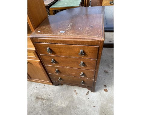 A MID 20TH CENTURY OAK LEBUS CHEST OF FOUR DRAWERS, 24" WIDE