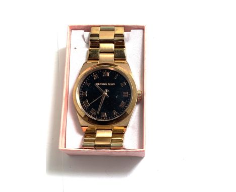 A LADIES MICHAEL KORS CHRONOGRAPH WRIST WATCH SEEN WORKING BUT NO WARRANTY IN A PRESENTATION BOX